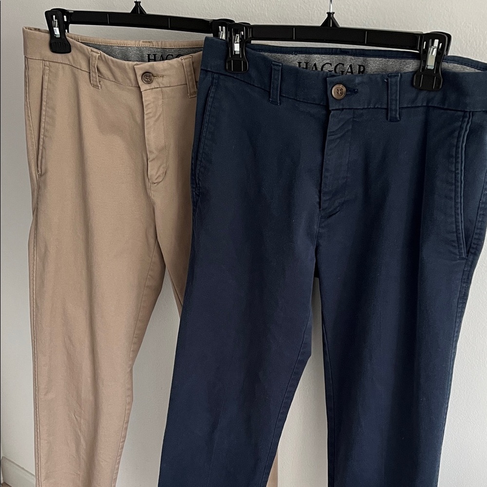 Haggar Navy and Khaki straight fit Chino Pants Two-Pack 32x32